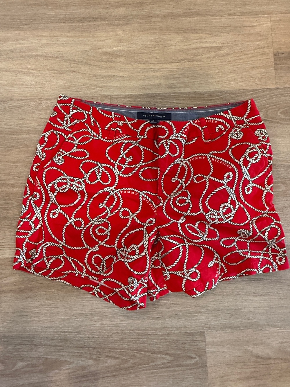 Tommy Hilfiger Red Rope-Print Bermuda Shorts
